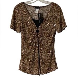 Brittany Black Brown Sequin Women's Top